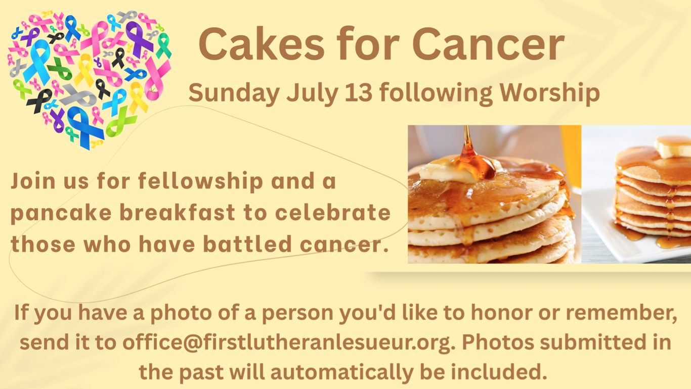 info slide on Cakes for Cancer July 13